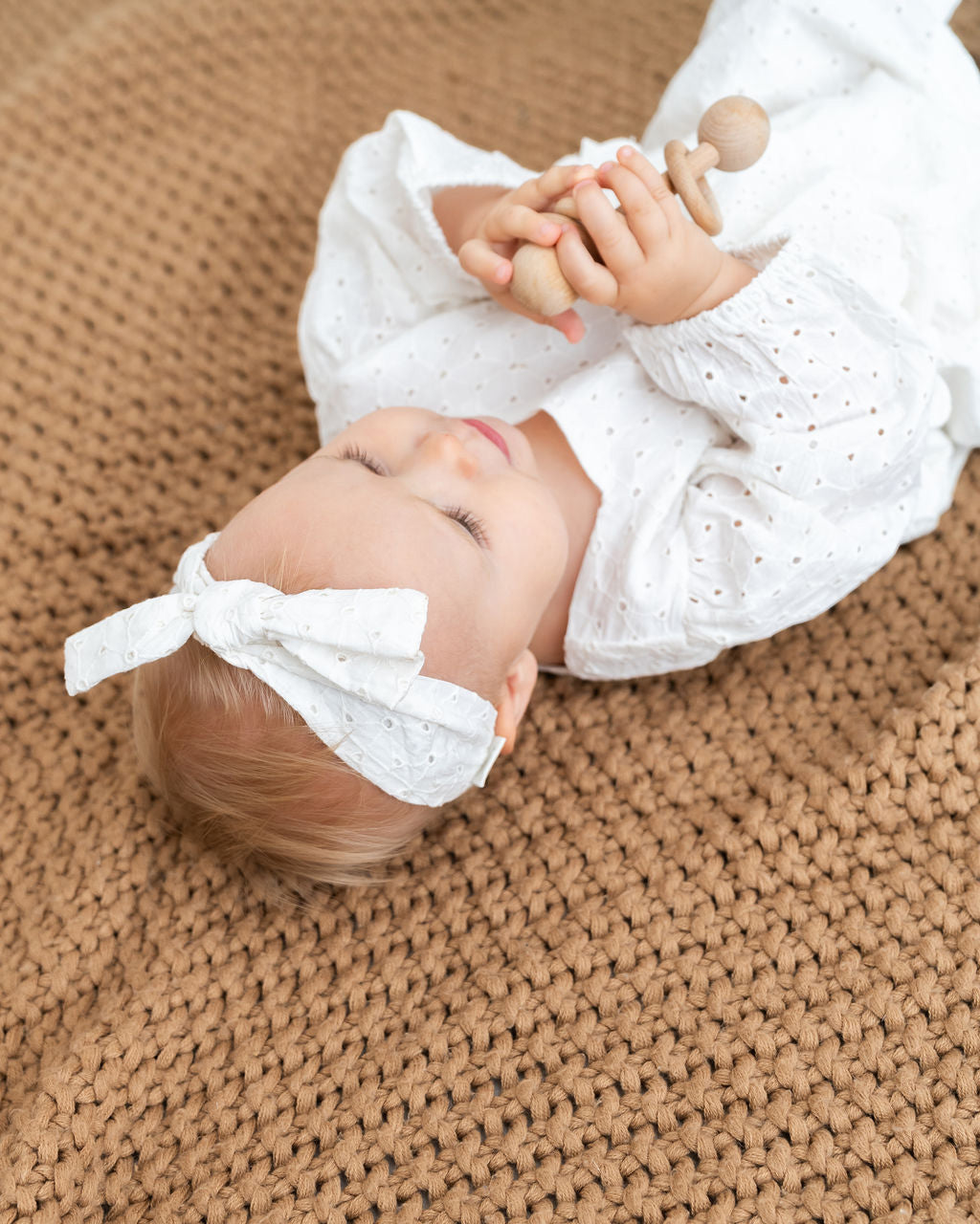 Astrid Schiffli Baby Jumpsuit & Headband Set (Organic Cotton)