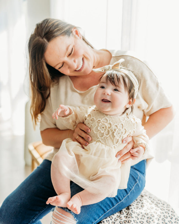 Thalia Crochet Lace Baby Tutu Romper & Headband (Organic Cotton)