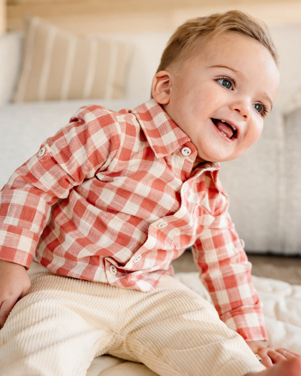 Arden Gingham Baby Shirt & Corduroy Pant (Organic Cotton)