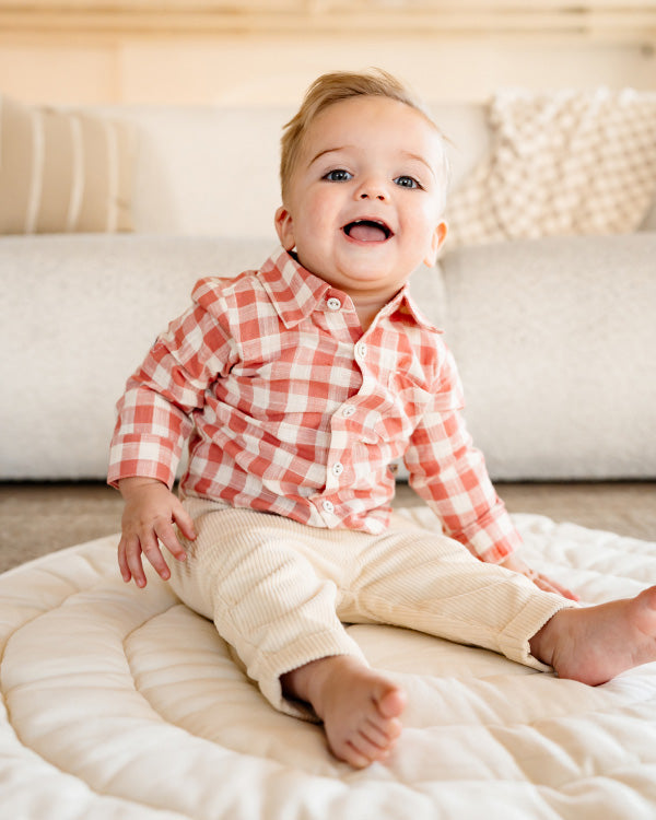 Arden Gingham Baby Shirt & Corduroy Pant (Organic Cotton)