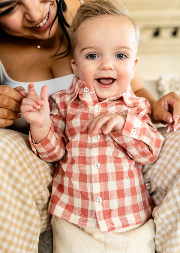Arden Gingham Baby Shirt & Corduroy Pant (Organic Cotton)