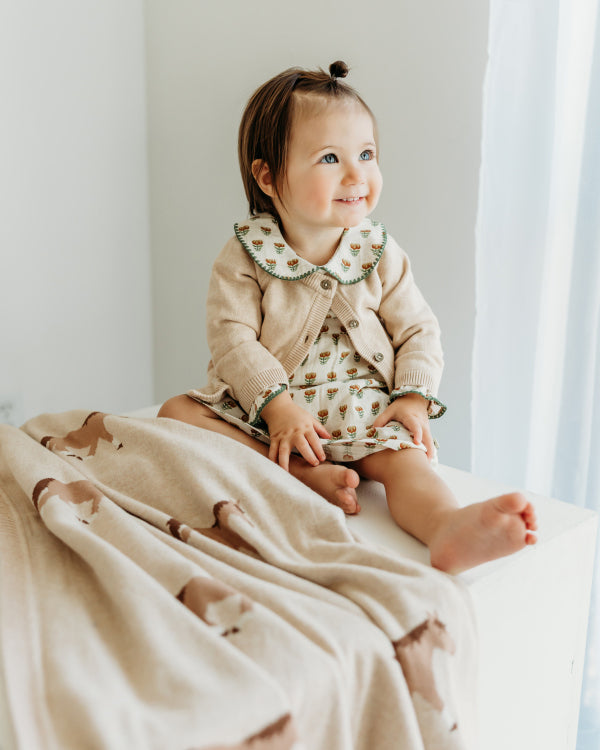 Horse Jacquard Knit Organic Baby Cardigan