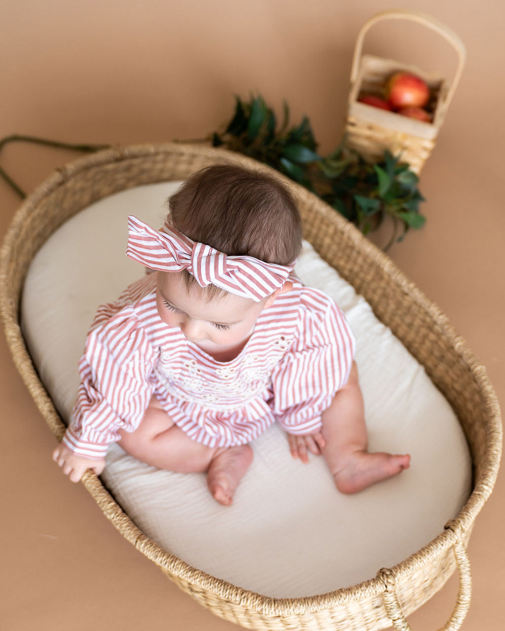 Siena Striped Embroidered Baby Romper & Headband Set (Organic Cotton)