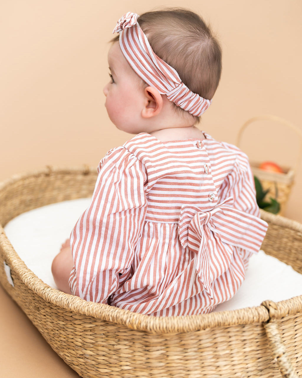 Siena Striped Embroidered Baby Romper & Headband Set (Organic Cotton)