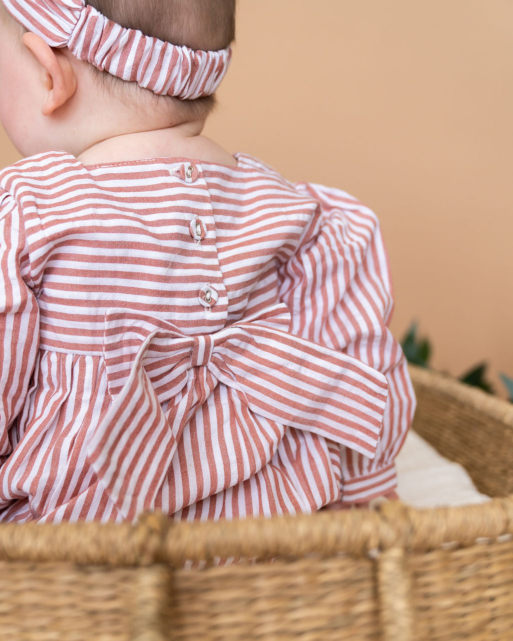 Siena Striped Embroidered Baby Romper & Headband Set (Organic Cotton)