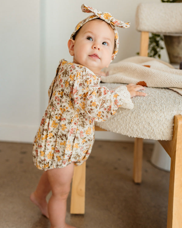 Florecita Floral Baby Romper & Headband Set (Organic Cotton)
