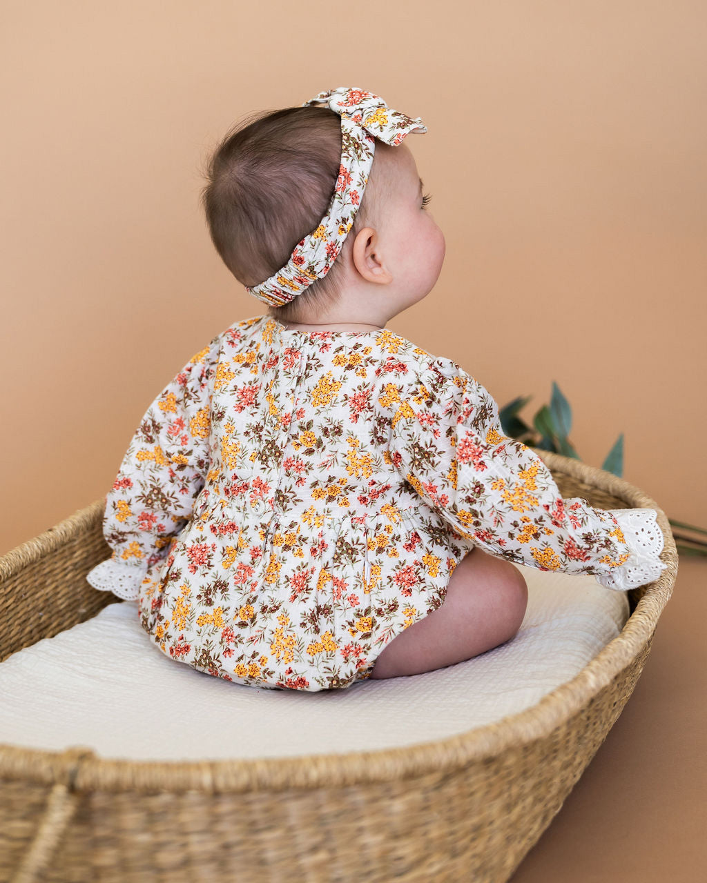 Florecita Floral Baby Romper & Headband Set (Organic Cotton)