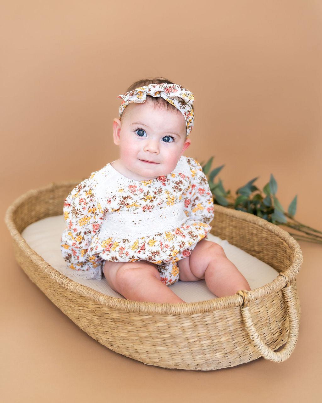 Florecita Floral Baby Romper & Headband Set (Organic Cotton)