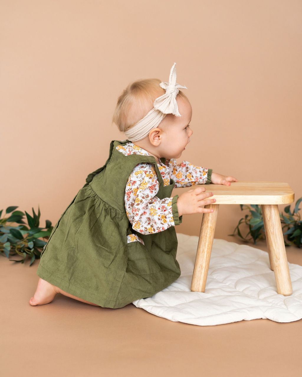 Lilith Floral Baby Pinafore Dress & Bloomer Set (Organic Cotton)