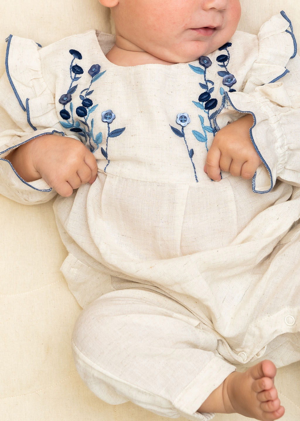 Atrani Embroidered Baby Romper & Headband Set (Organic Cotton)