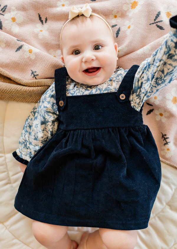 Cassis Pinafore Baby Dress & Bloomer Set (Organic Cotton)