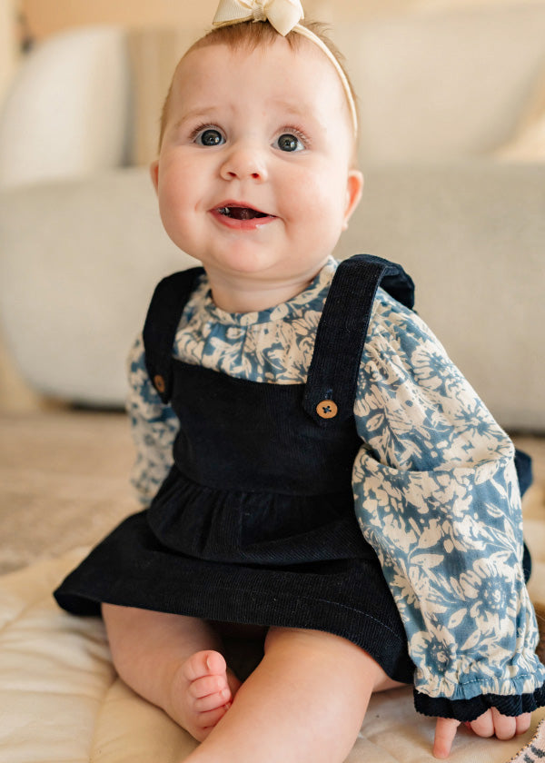 Cassis Pinafore Baby Dress & Bloomer Set (Organic Cotton)