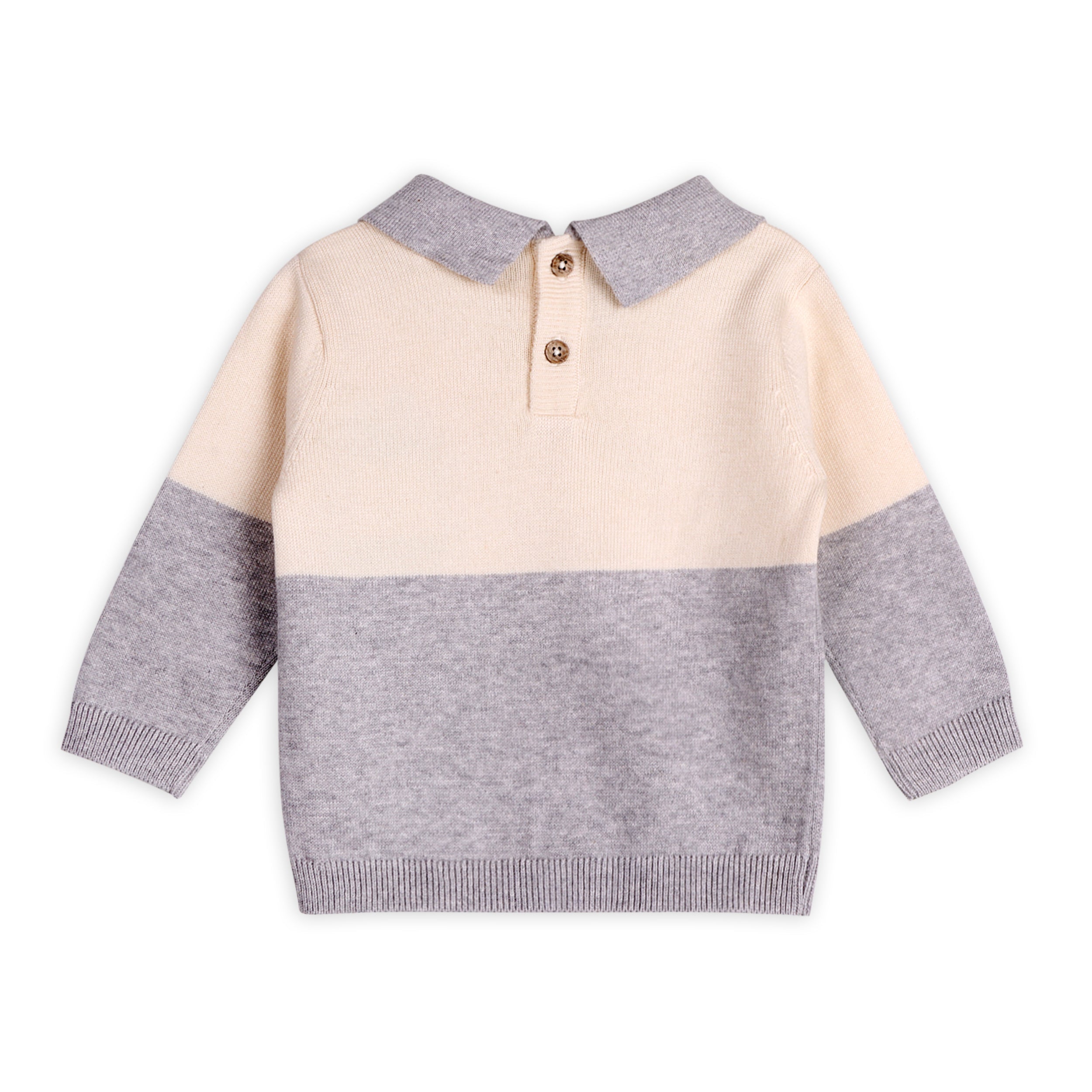 Cuddly Bear Applique Sweater Knit Collar Baby Pullover (Organic Cotton)