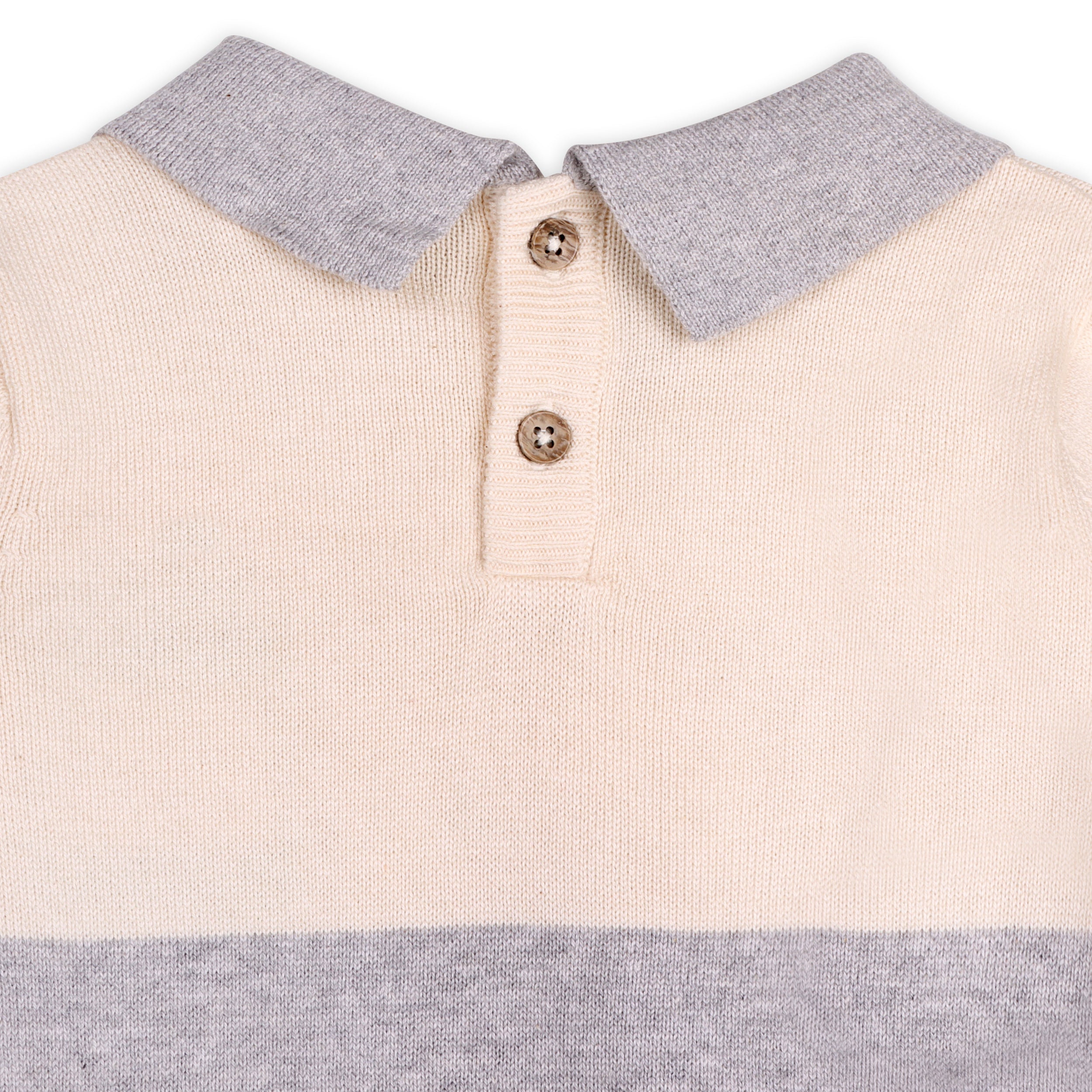 Cuddly Bear Applique Sweater Knit Collar Baby Pullover (Organic Cotton)