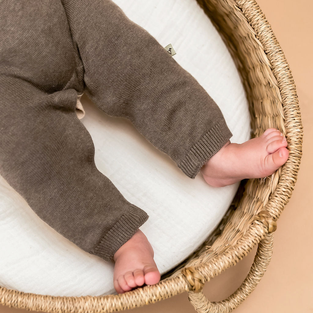 Cuddly Bear Embroidered Sweater Knit Baby Jumpsuit (Organic Cotton)