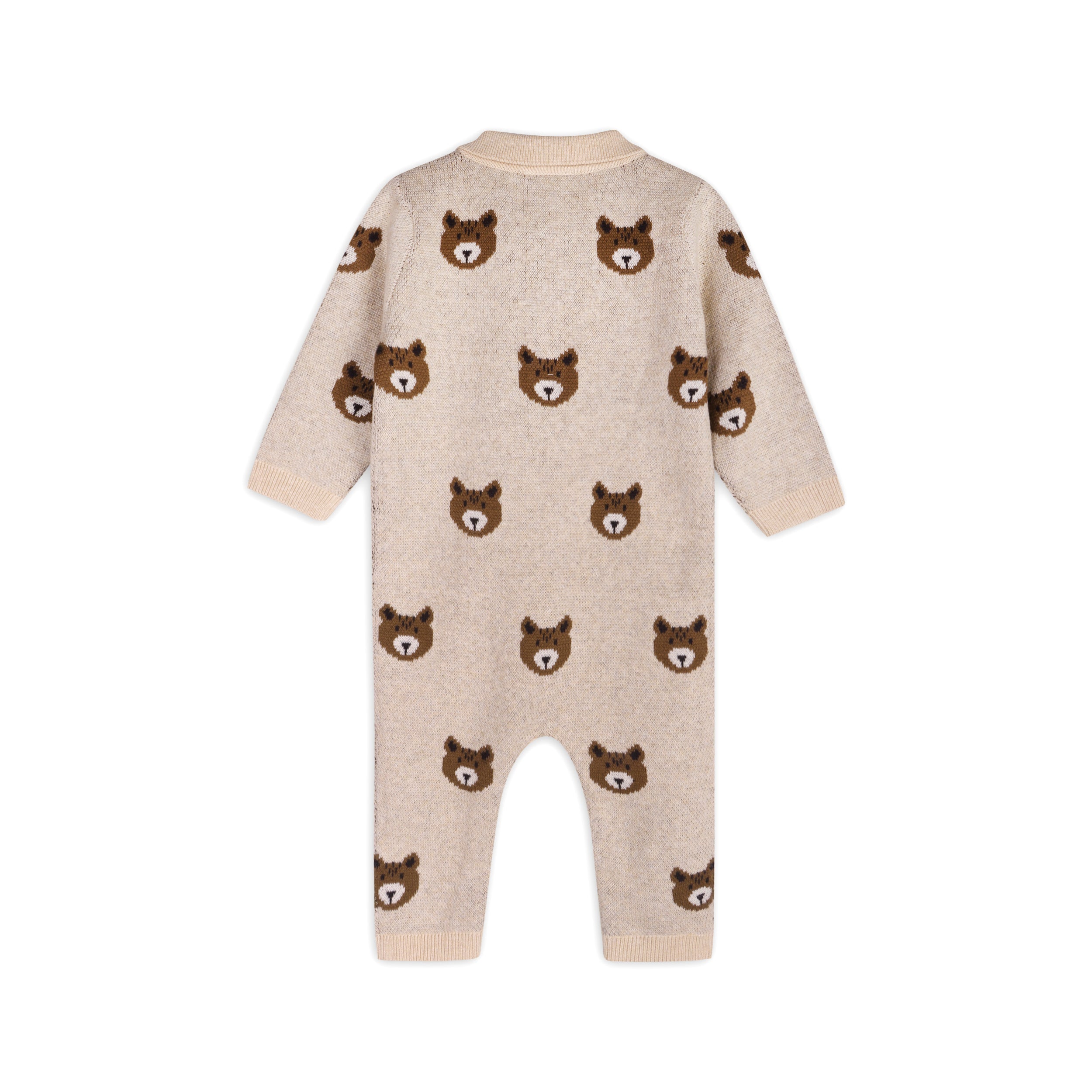 Brown Bear Jacquard Sweater Knit Baby Jumpsuit (Organic Cotton)
