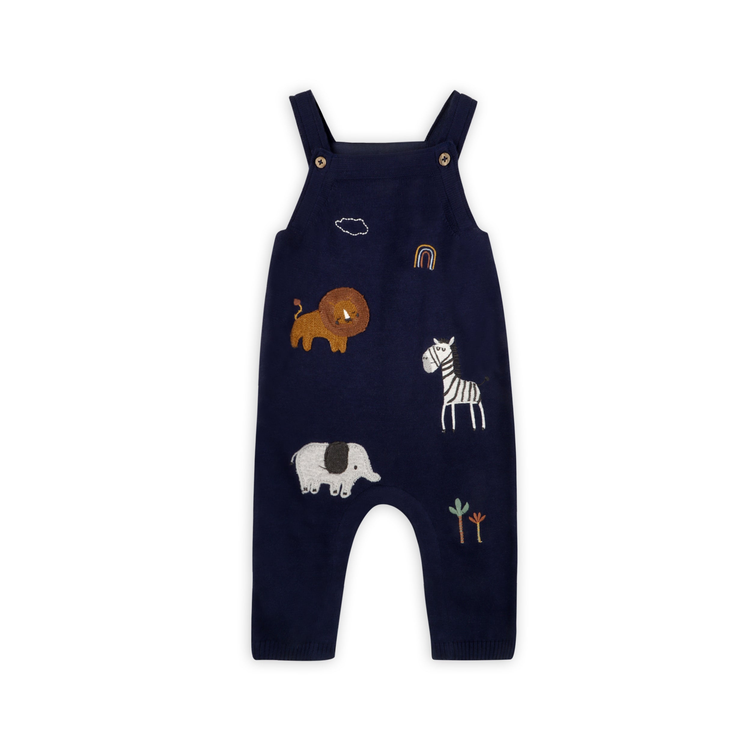 Elephant Zebra Applique Knit Baby Overall Set (Organic Cotton)