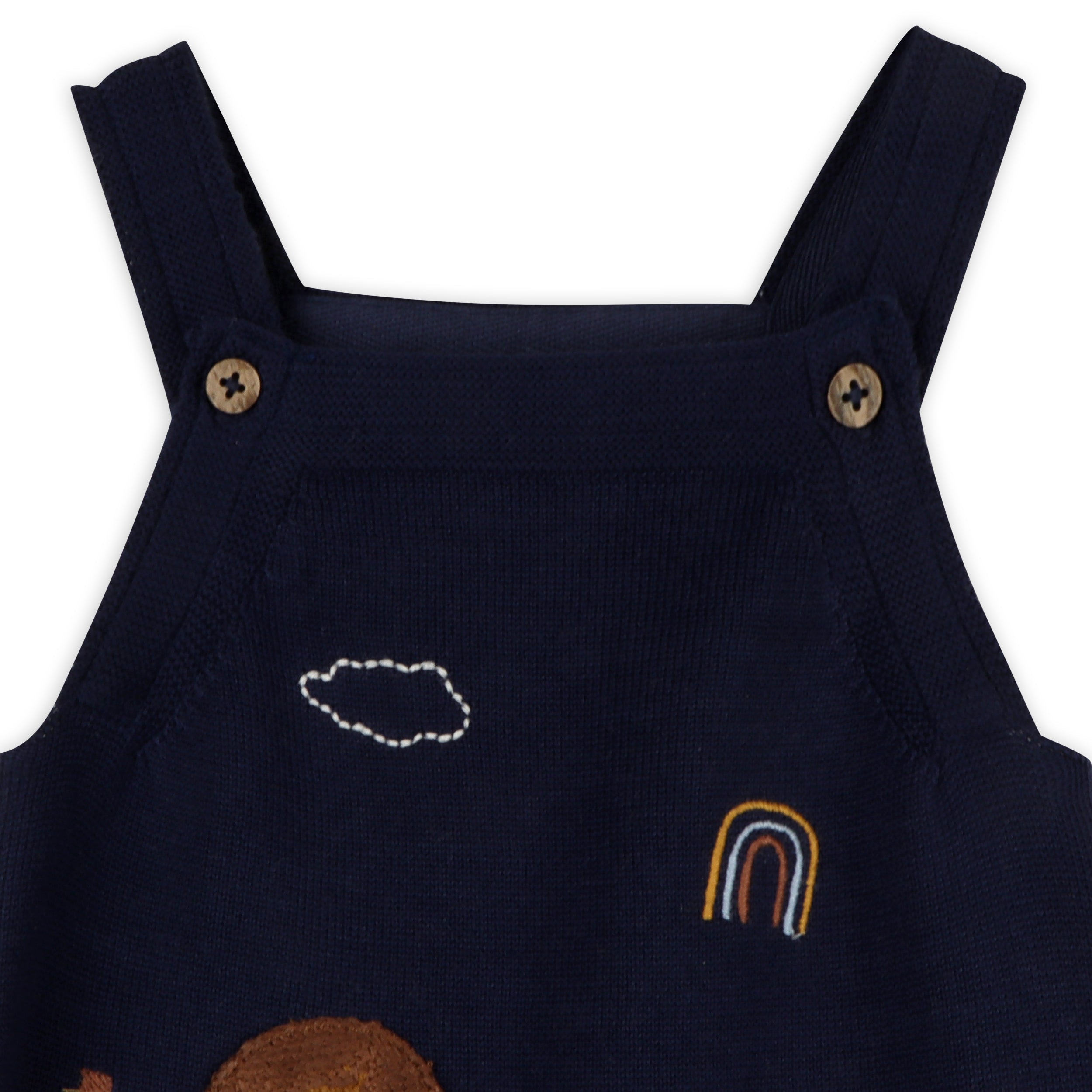 Elephant Zebra Applique Knit Baby Overall Set (Organic Cotton)