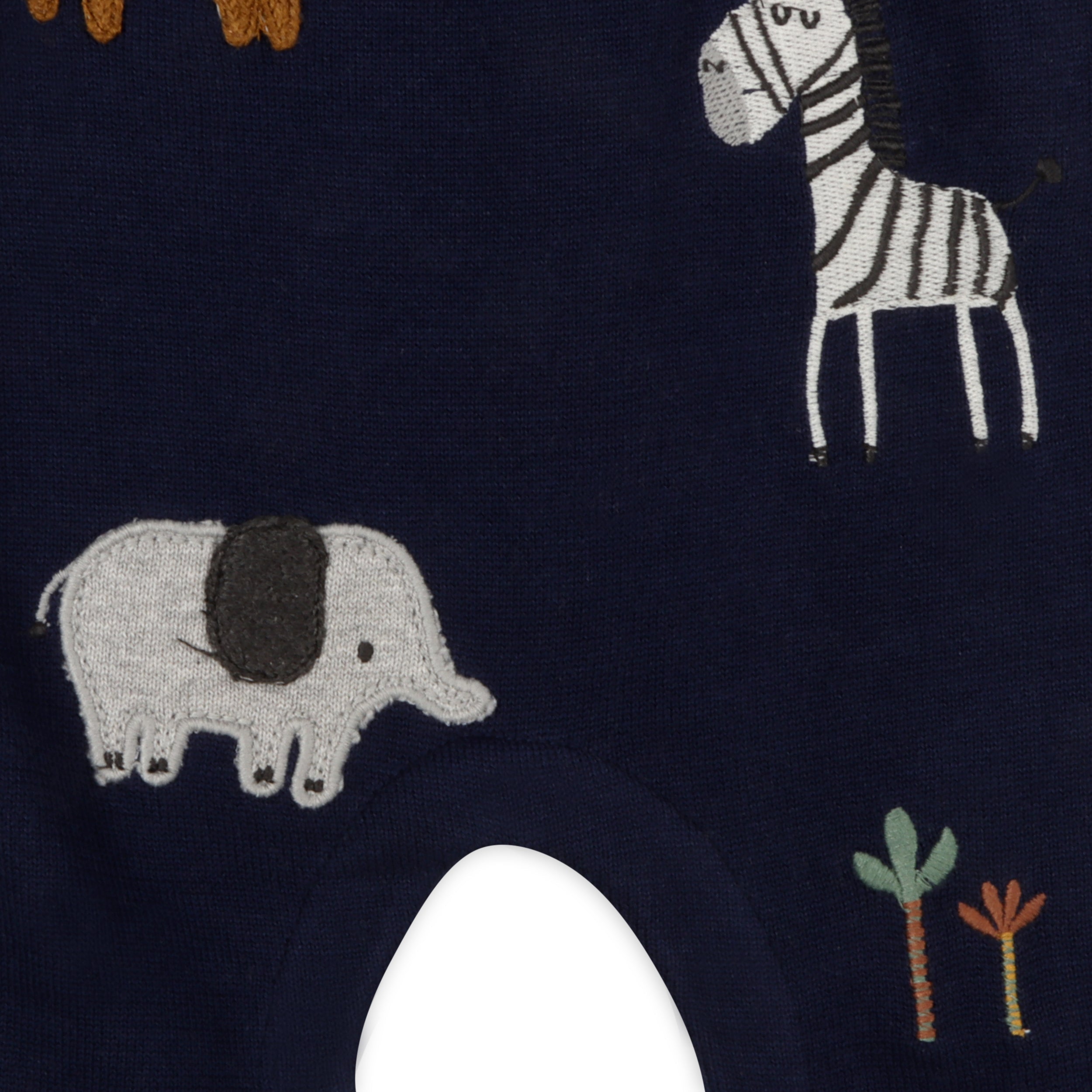 Elephant Zebra Applique Knit Baby Overall Set (Organic Cotton)