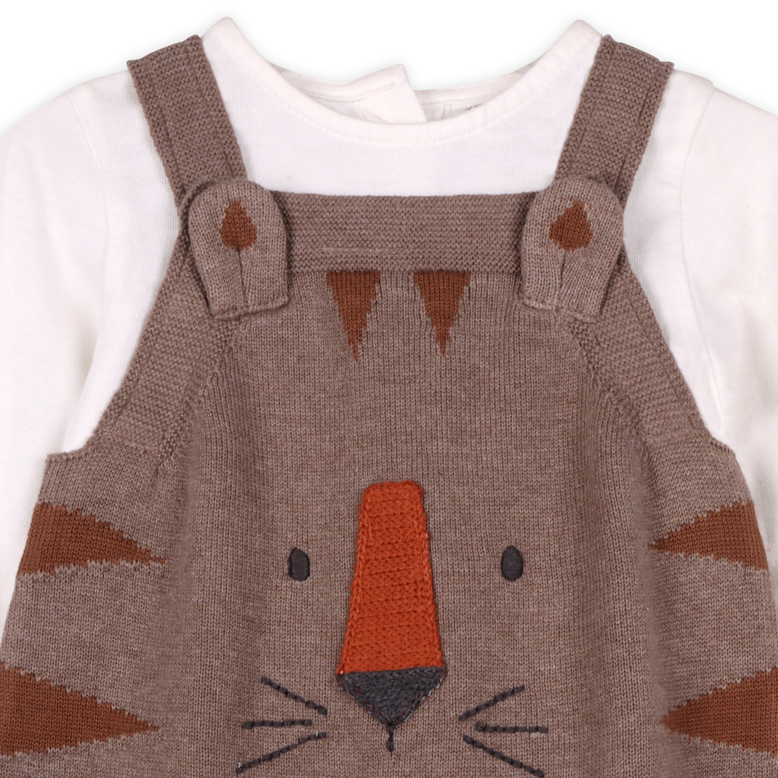 Tiger Jacquard Knit Baby Overall Set (Organic Cotton)