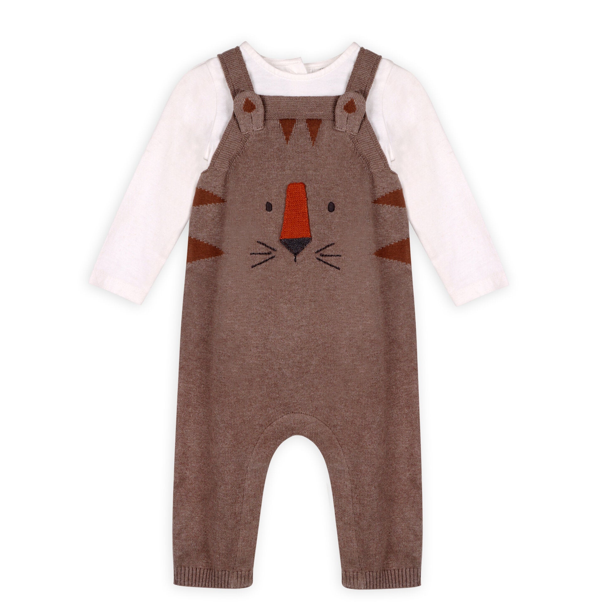 Tiger Jacquard Knit Baby Overall Set (Organic Cotton)