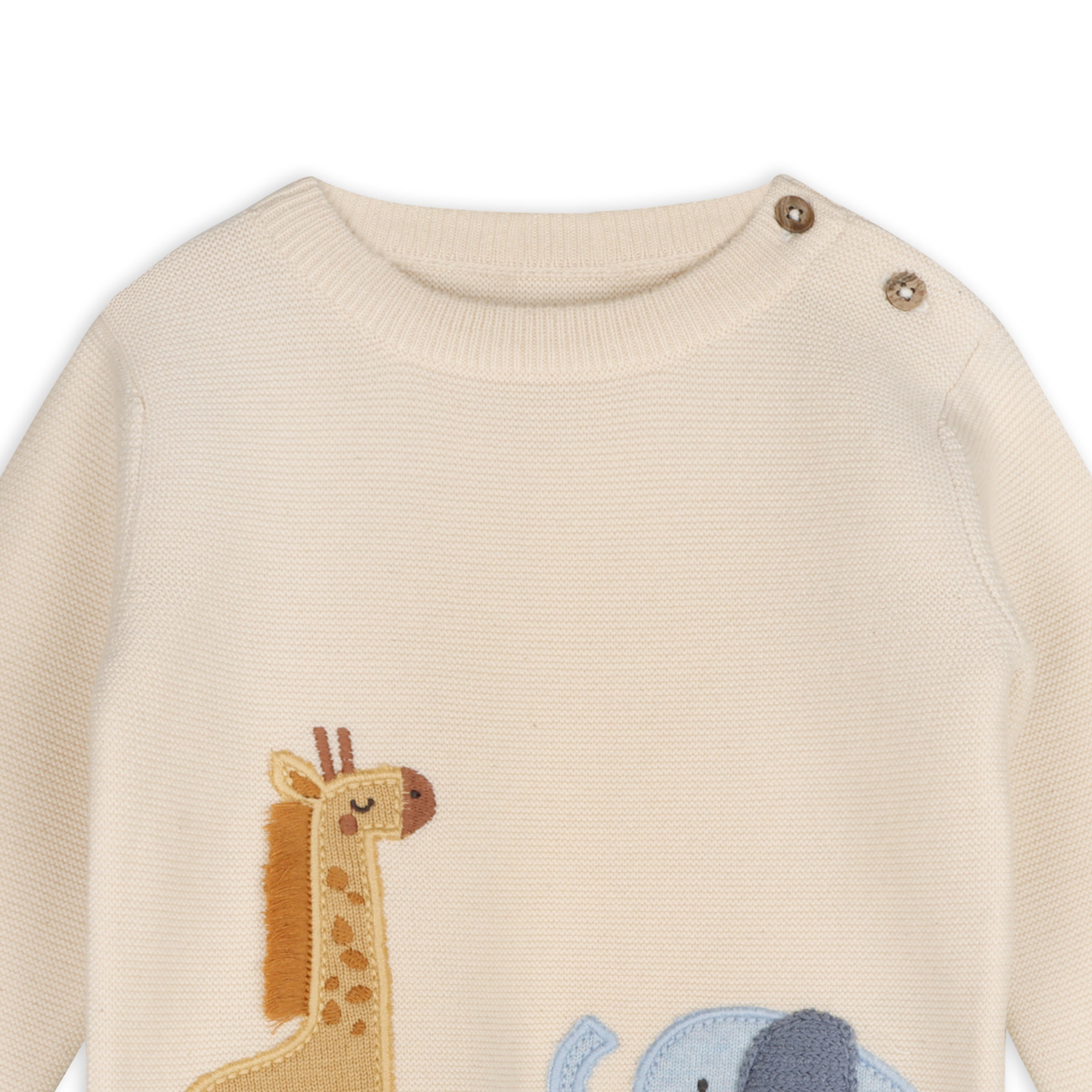 Safari Applique Sweater Knit Baby Pullover (Organic Cotton)