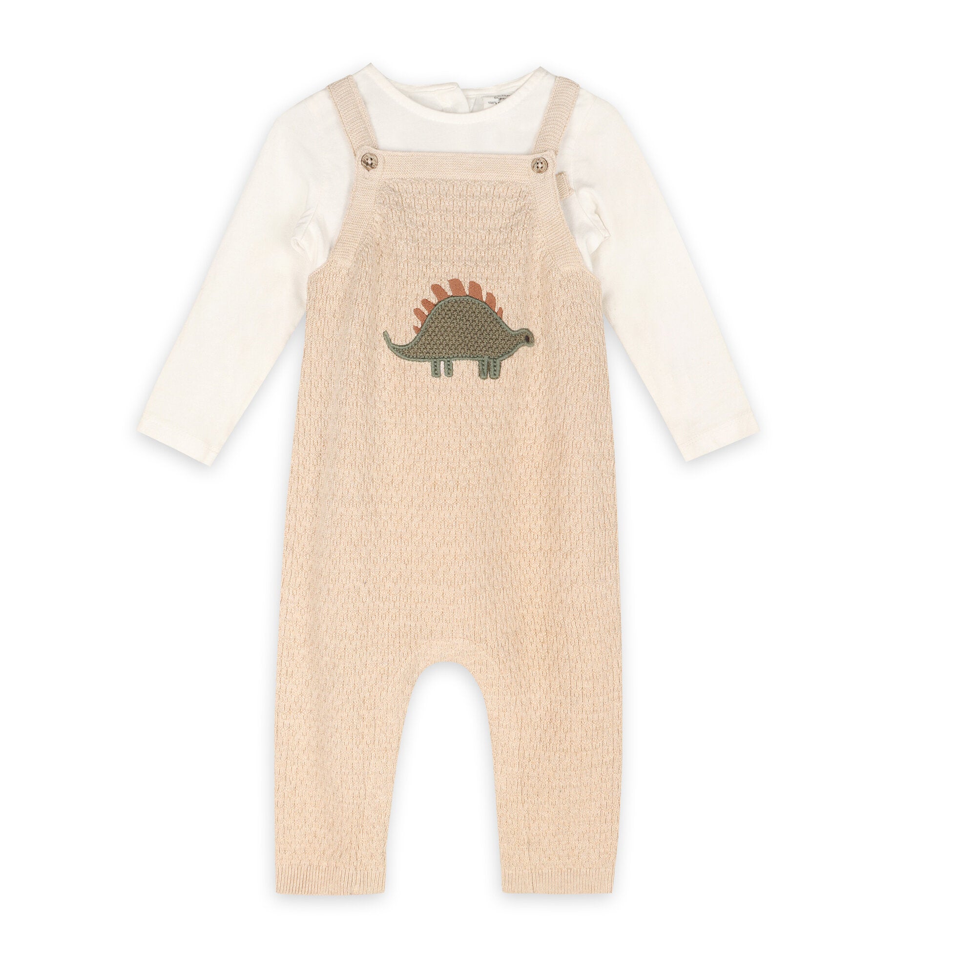 Dino Embroidered Baby Knit Overall Set (Organic Cotton)