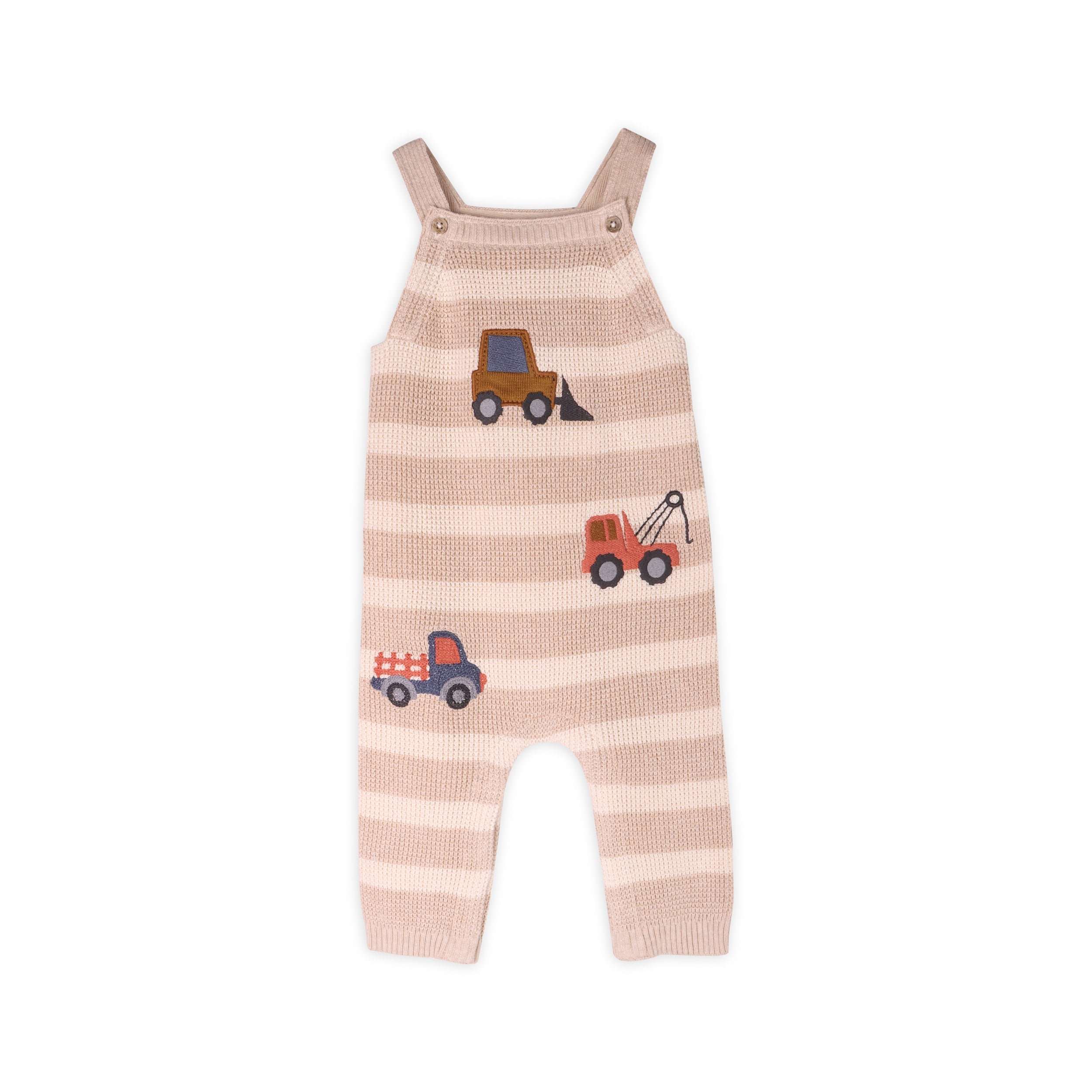 Trucks Embroidered Baby Knit Stripe Overall Set (Organic Cotton)