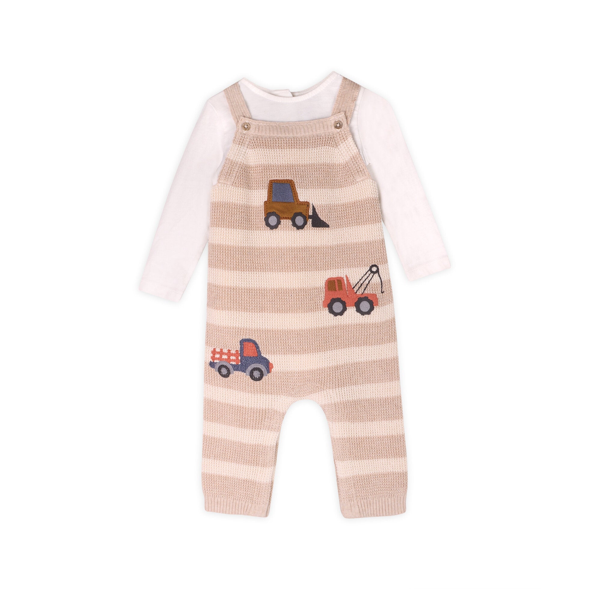 Trucks Embroidered Baby Knit Stripe Overall Set (Organic Cotton)
