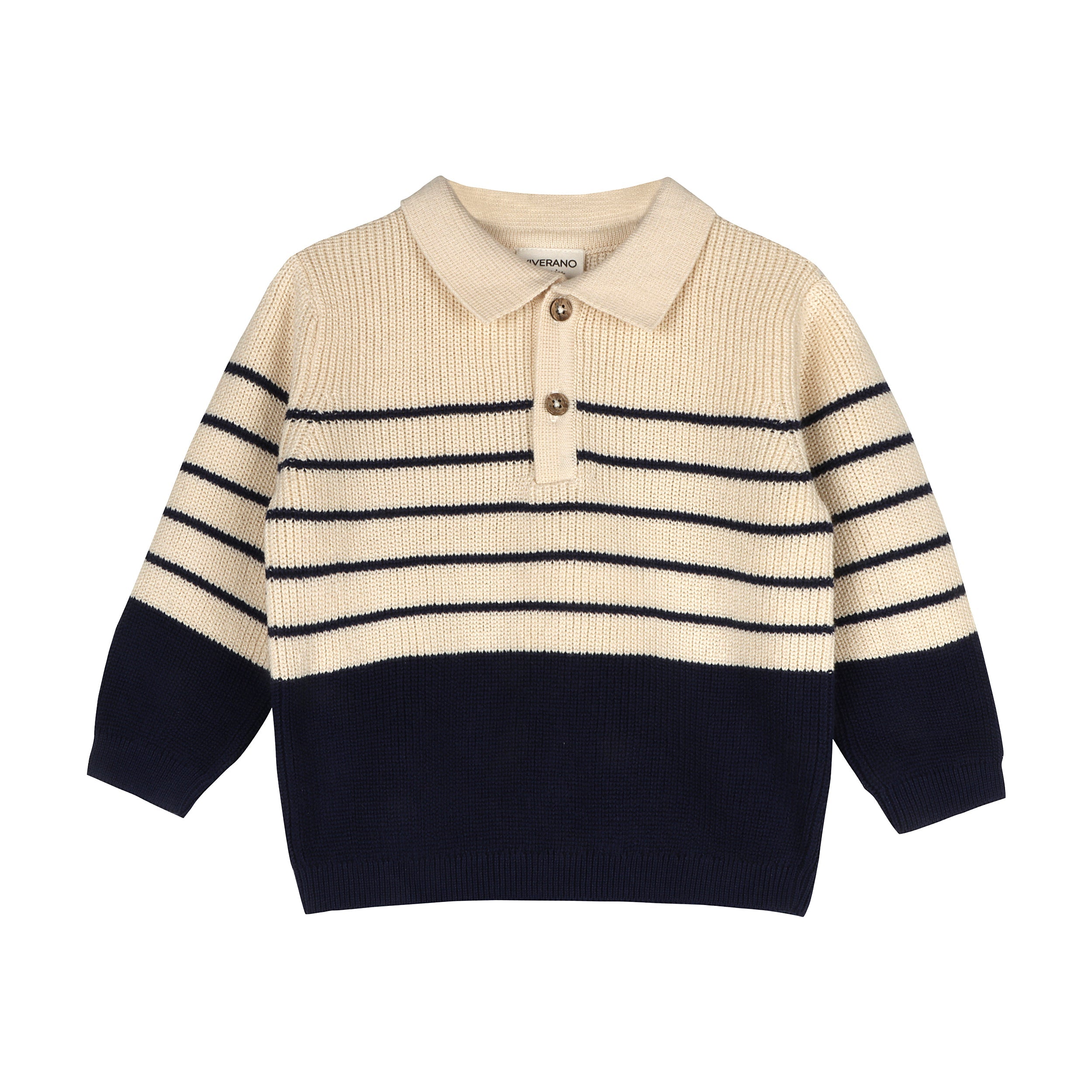 Classic Stripe Polo Sweater Knit Organic Baby Pullover & Pant Set