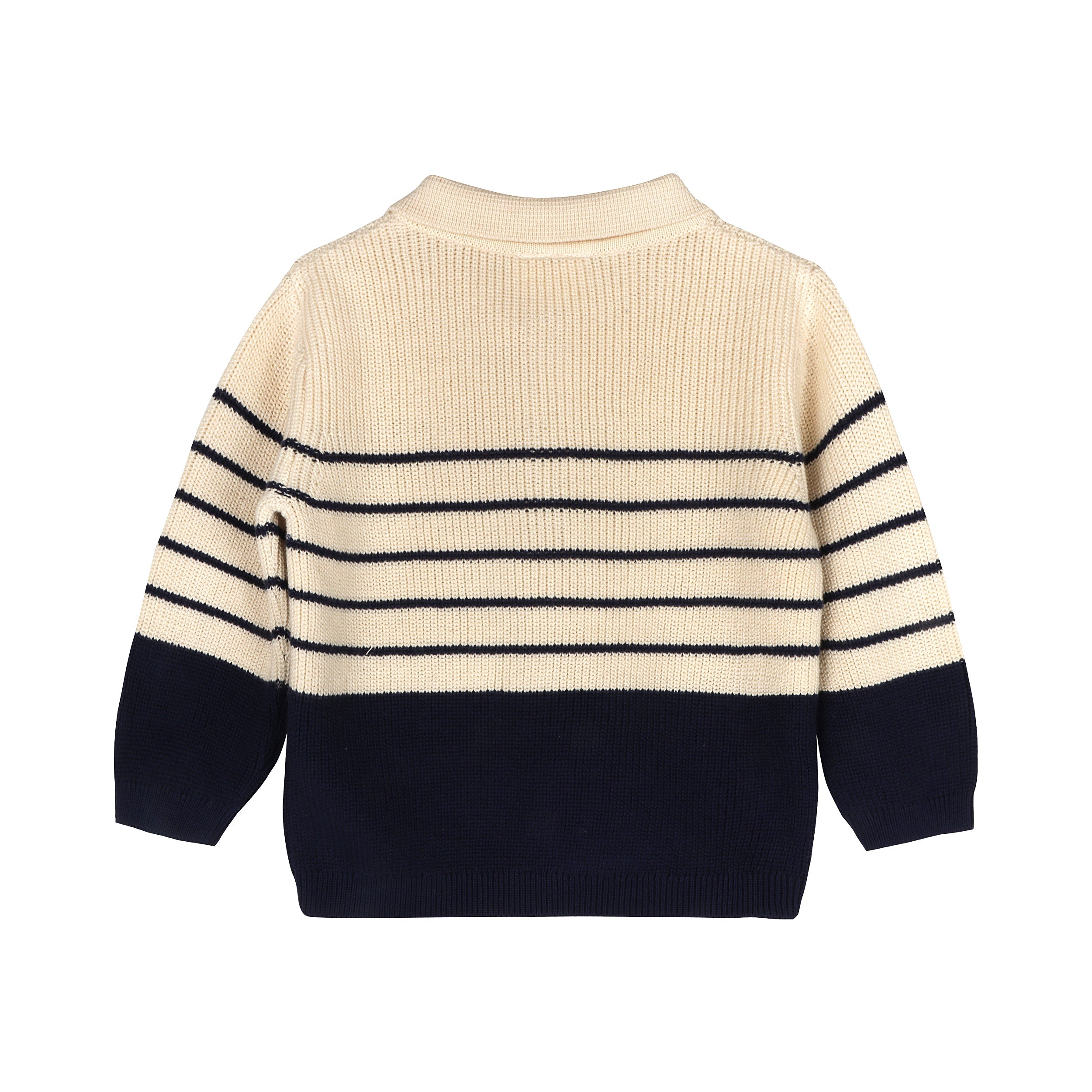 Classic Stripe Polo Sweater Knit Organic Baby Pullover & Pant Set