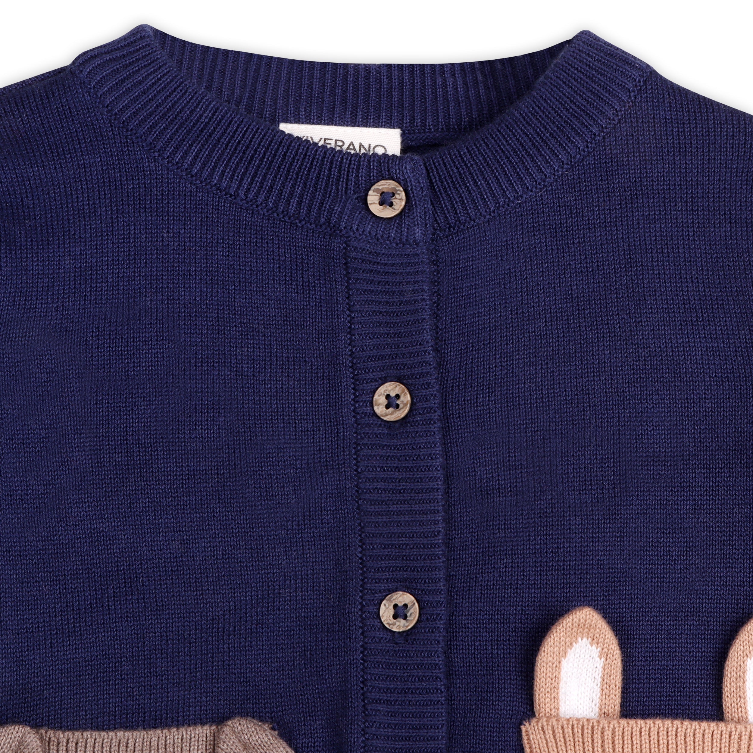 Dog Pocket Embroidered Sweater Knit Baby Cardigan (Organic Cotton)
