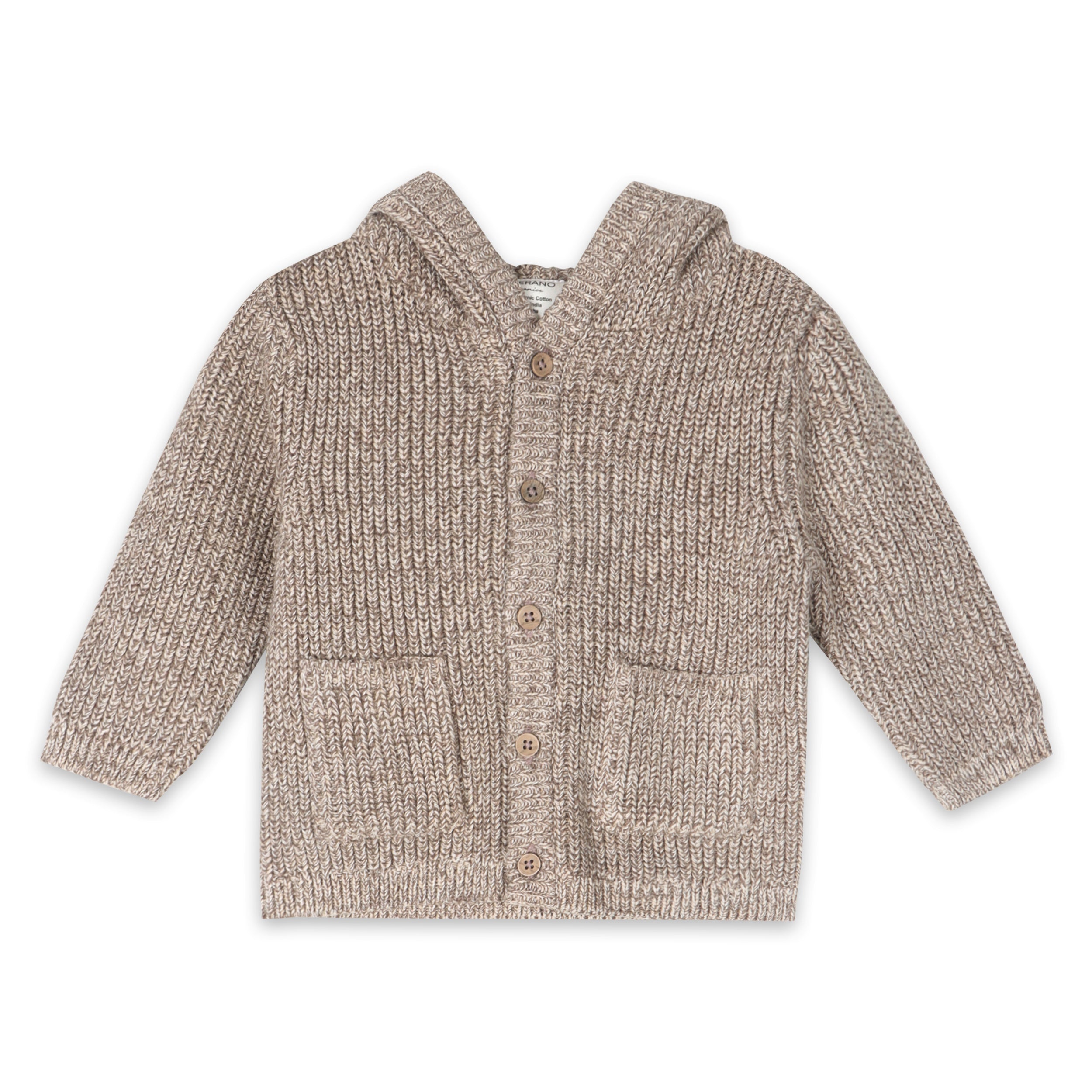 Classic Chunky Knit Baby Hooded Jacket (Organic Cotton) 2 Colors