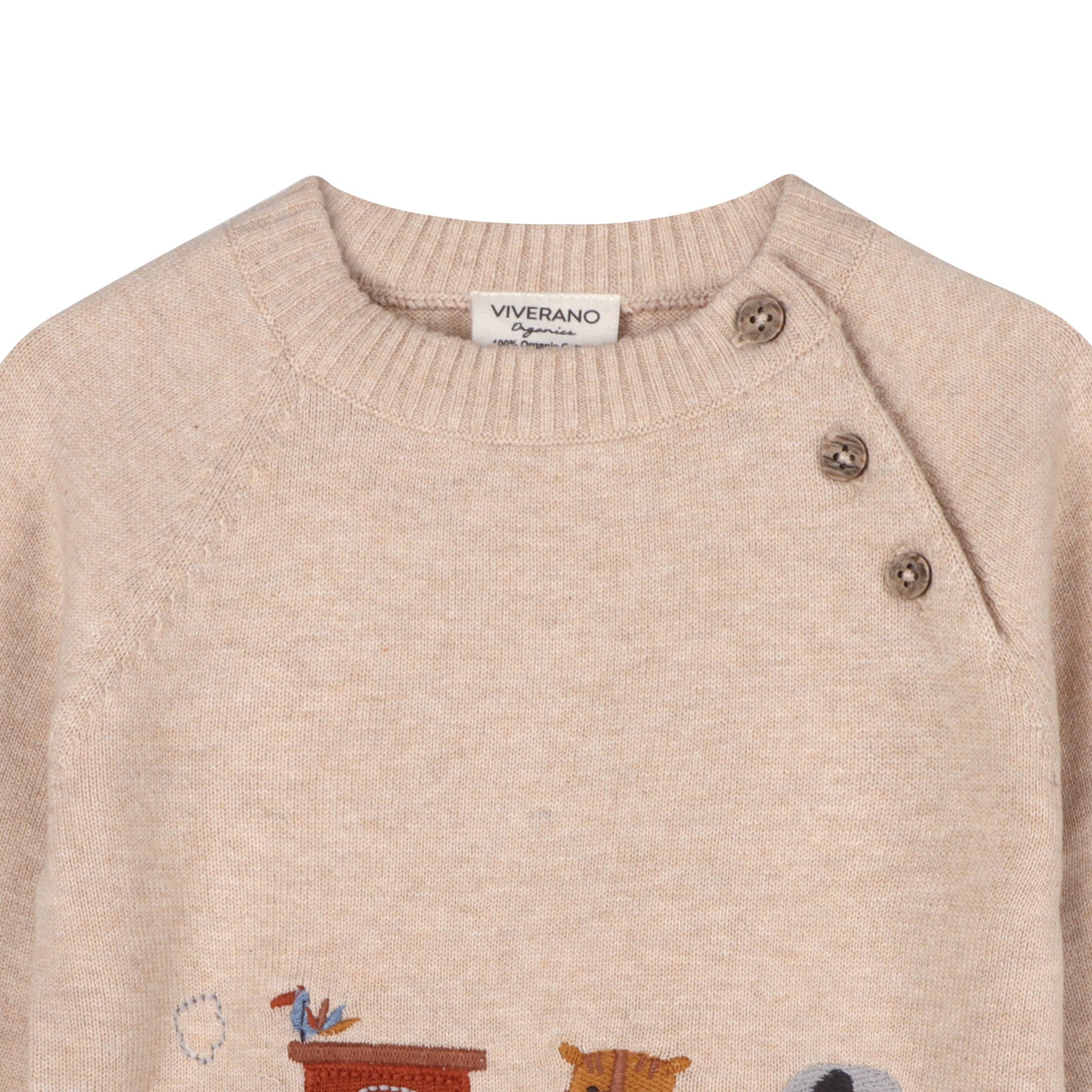 Animal Train Applique Sweater Knit Baby Pullover (Organic Cotton)