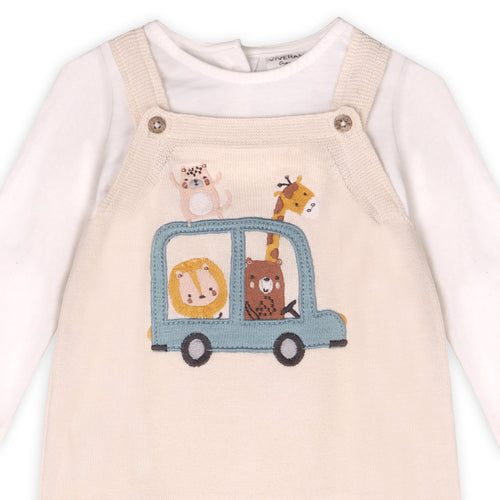 Animal Safari Car Embroidered Baby Knit Overall Set (Organic Cotton)
