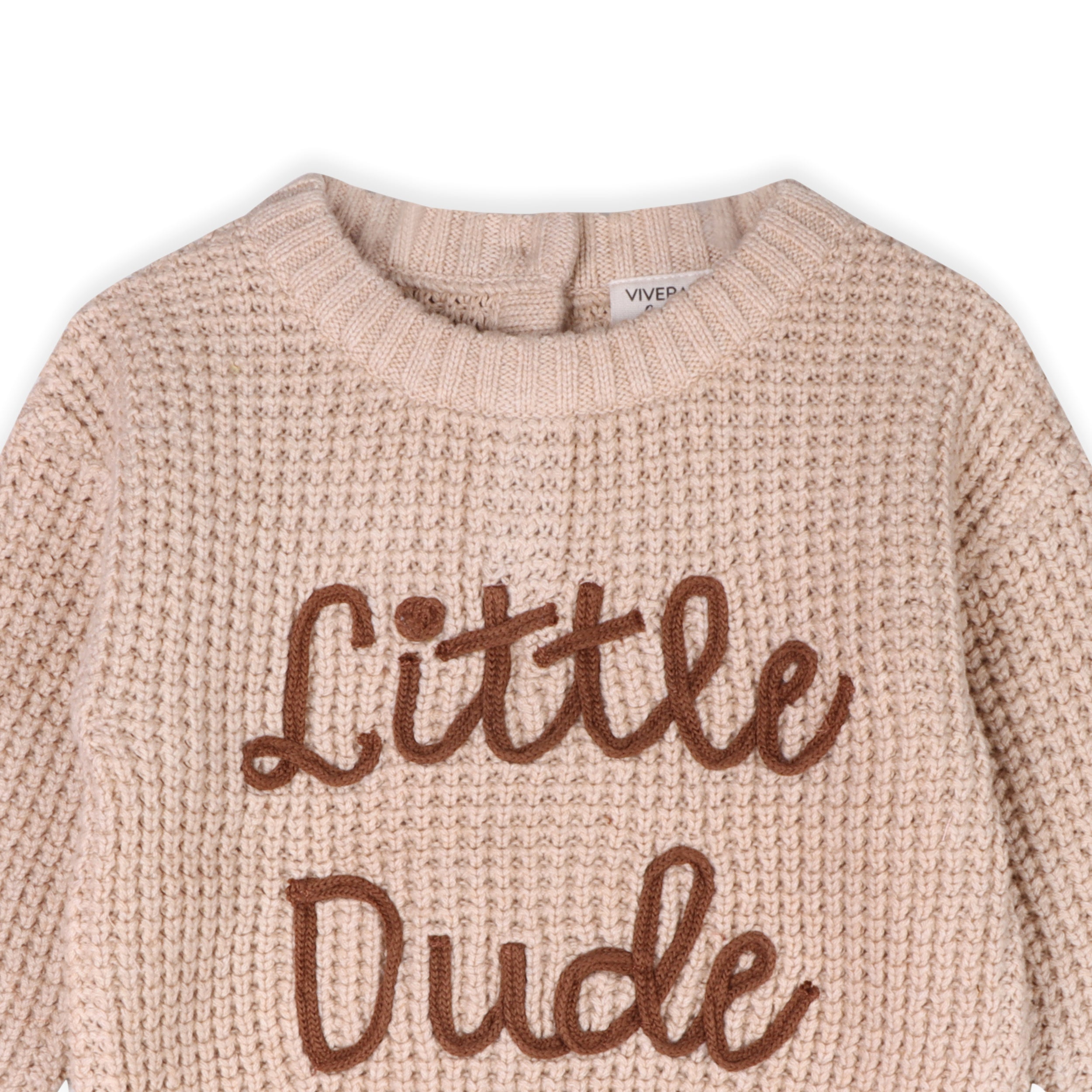 Little Dude Embroidered & Stripe Sweater Knit Baby Pullover (Organic Cotton)