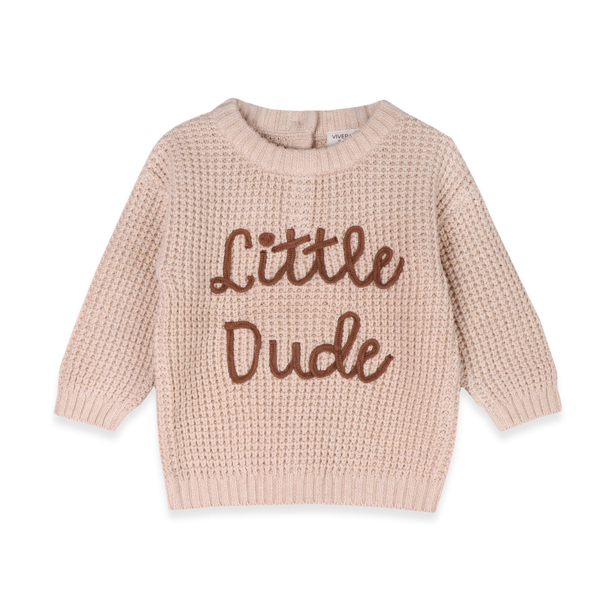 Little Dude Embroidered & Stripe Sweater Knit Baby Pullover (Organic Cotton)