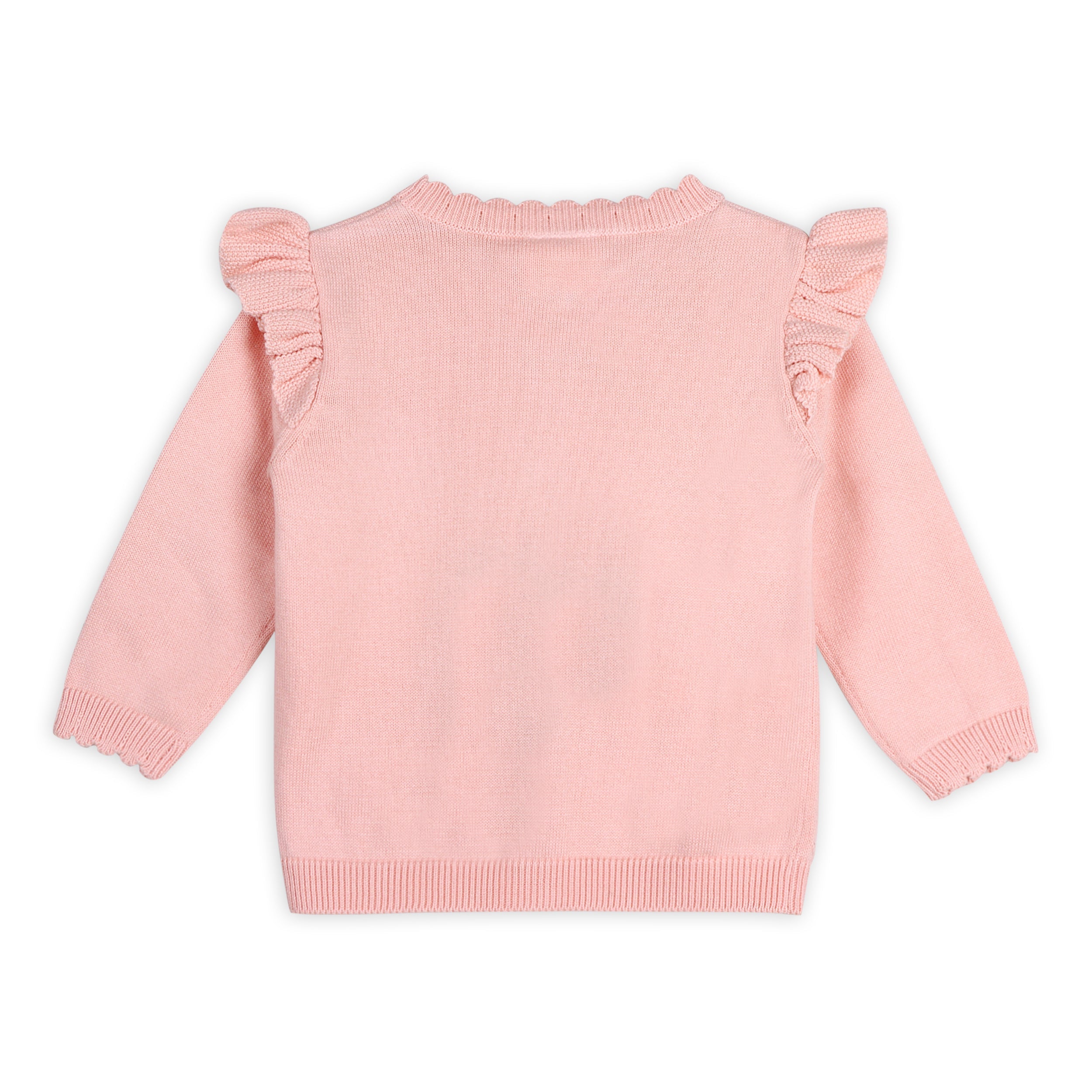 Floral Embroidered Pointelle Knit Baby Cardigan (Organic Cotton)