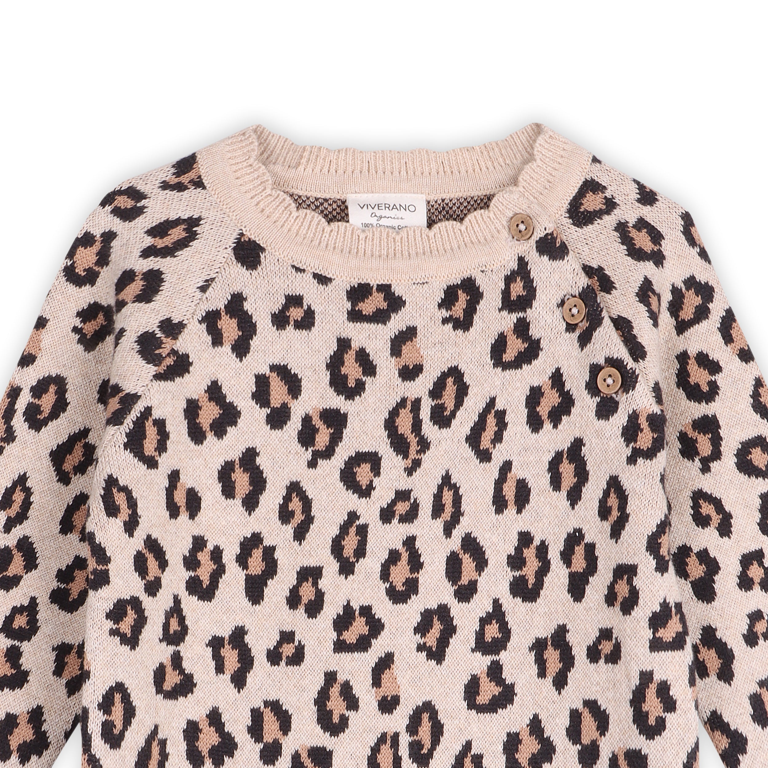 Leopard Jacquard Knit Baby Jumpsuit (Organic Cotton)