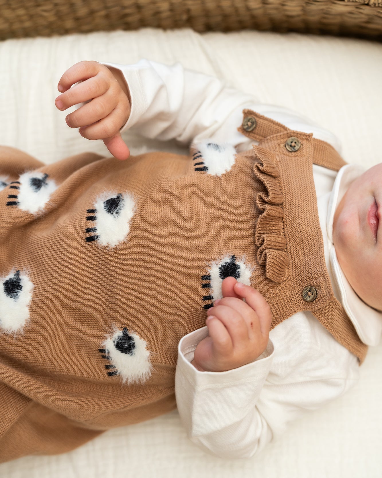 Sheep Jacquard Knit Baby Tunic Dress Set (Organic Cotton)