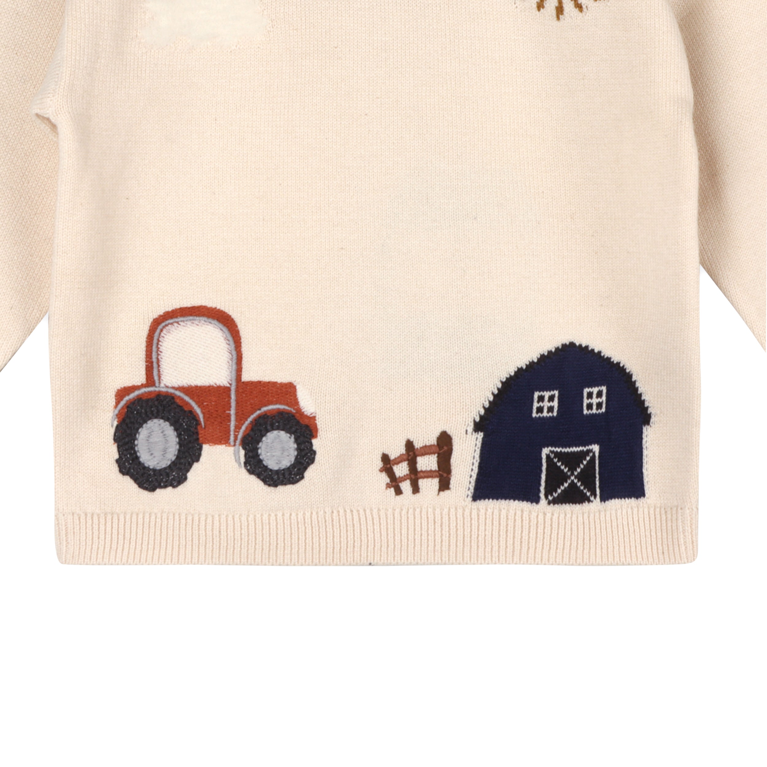 Farm Tractor Embroidered Sweater Knit Baby Pullover (Organic Cotton)
