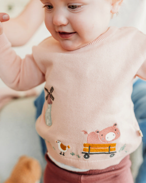 Farm Windmill Applique Sweater Knit Baby Pullover (Organic Cotton)