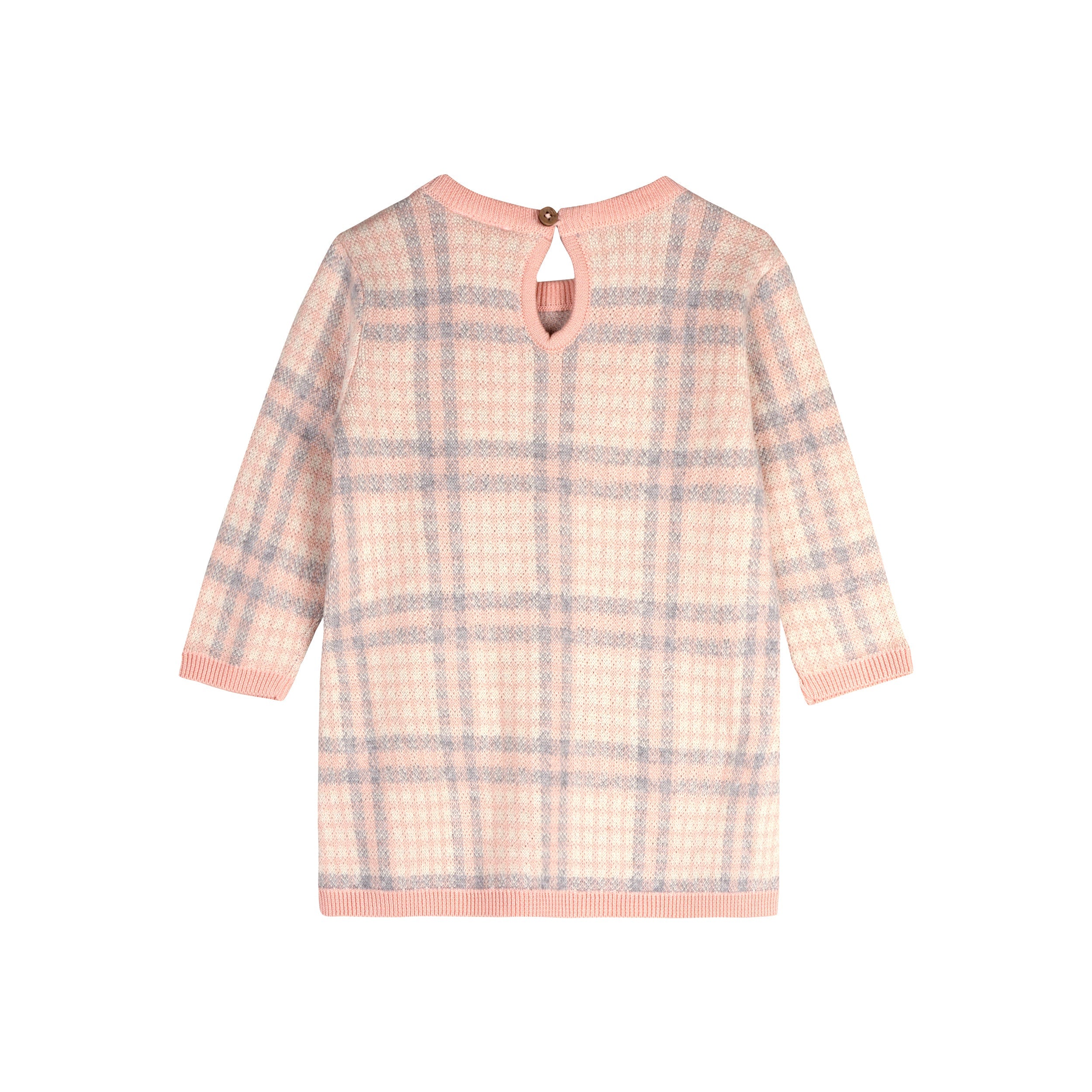 Sophie Bow Checkered Sweater Knit Baby Dress (Organic Cotton)