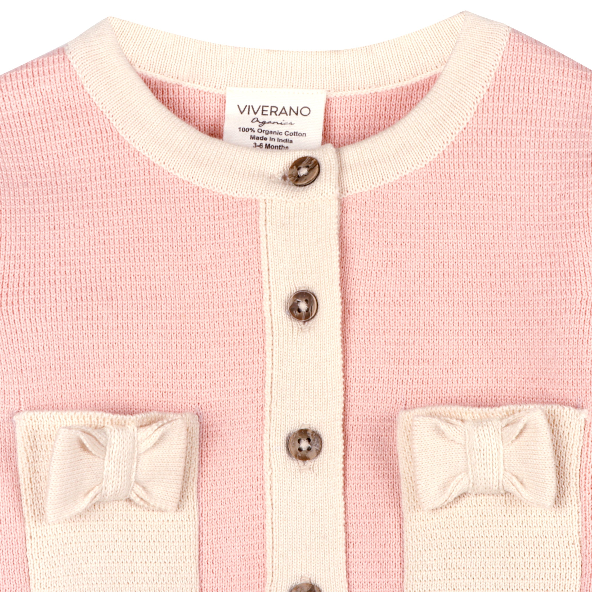 Lily Bow Pockets Organic Sweater Knit Baby Cardigan