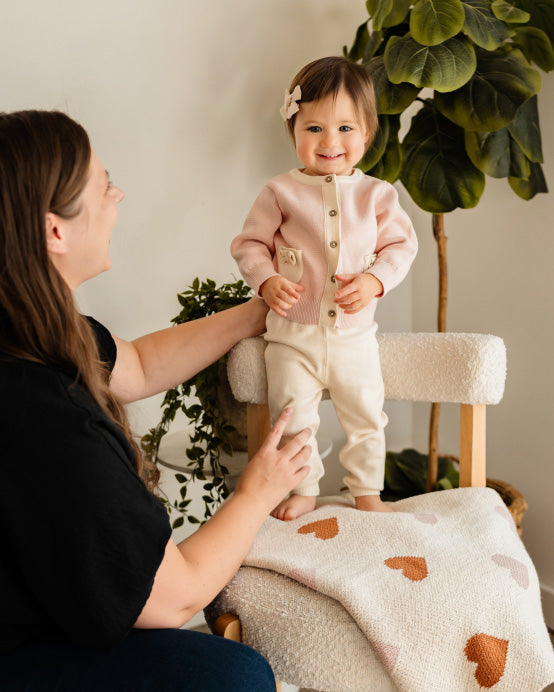 Lily Bow Pockets Organic Sweater Knit Baby Cardigan