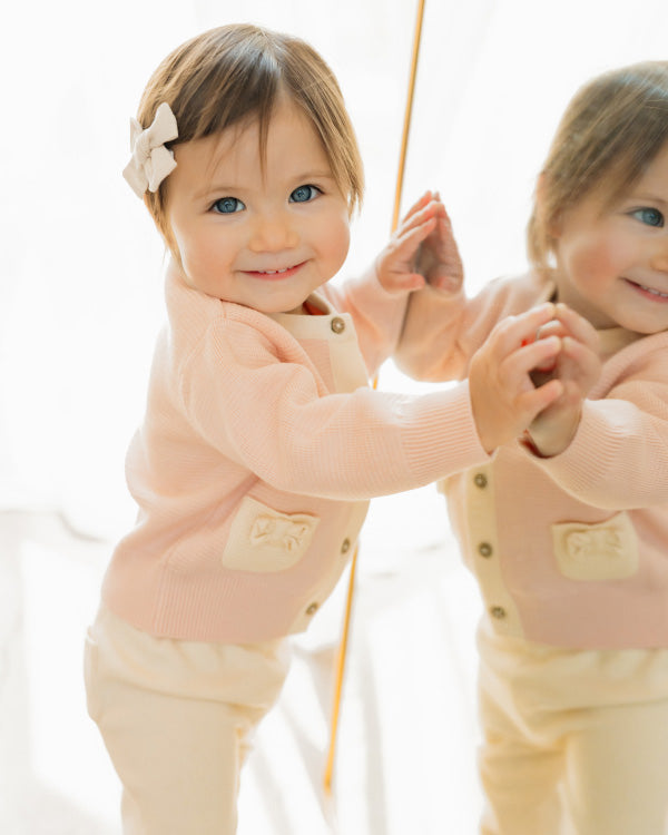 Lily Bow Pockets Organic Sweater Knit Baby Cardigan