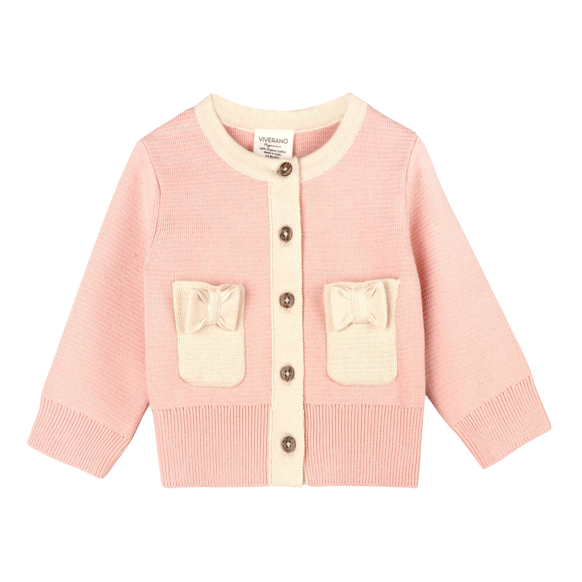 Lily Bow Pockets Organic Sweater Knit Baby Cardigan