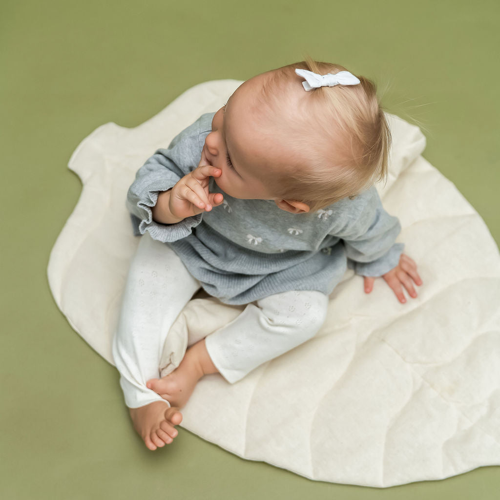 Emma Bow Balloon Sleeve Sweater Knit Baby Dress (Organic Cotton)