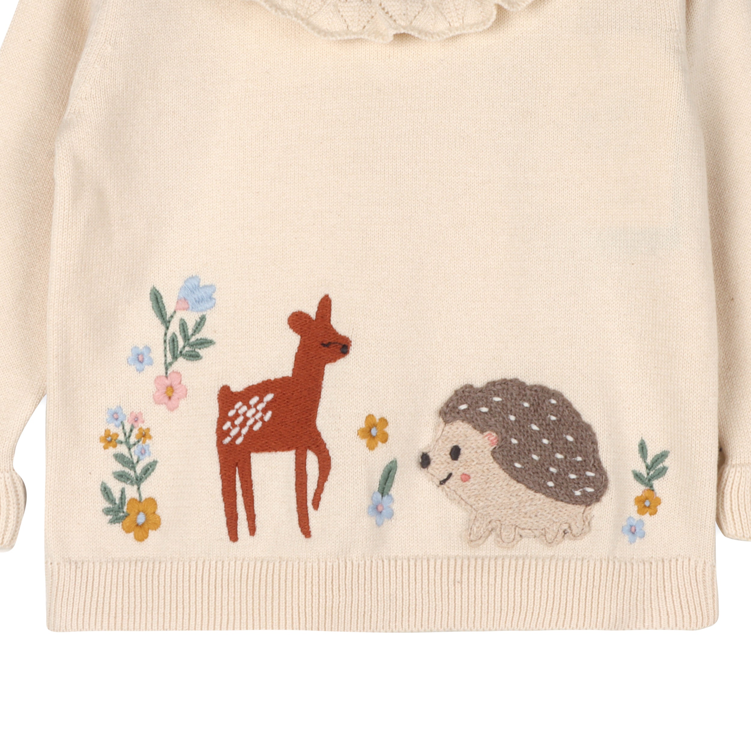 Woodland Embroidered Sweater Knit Baby Pullover & Pant SET (Organic Cotton)