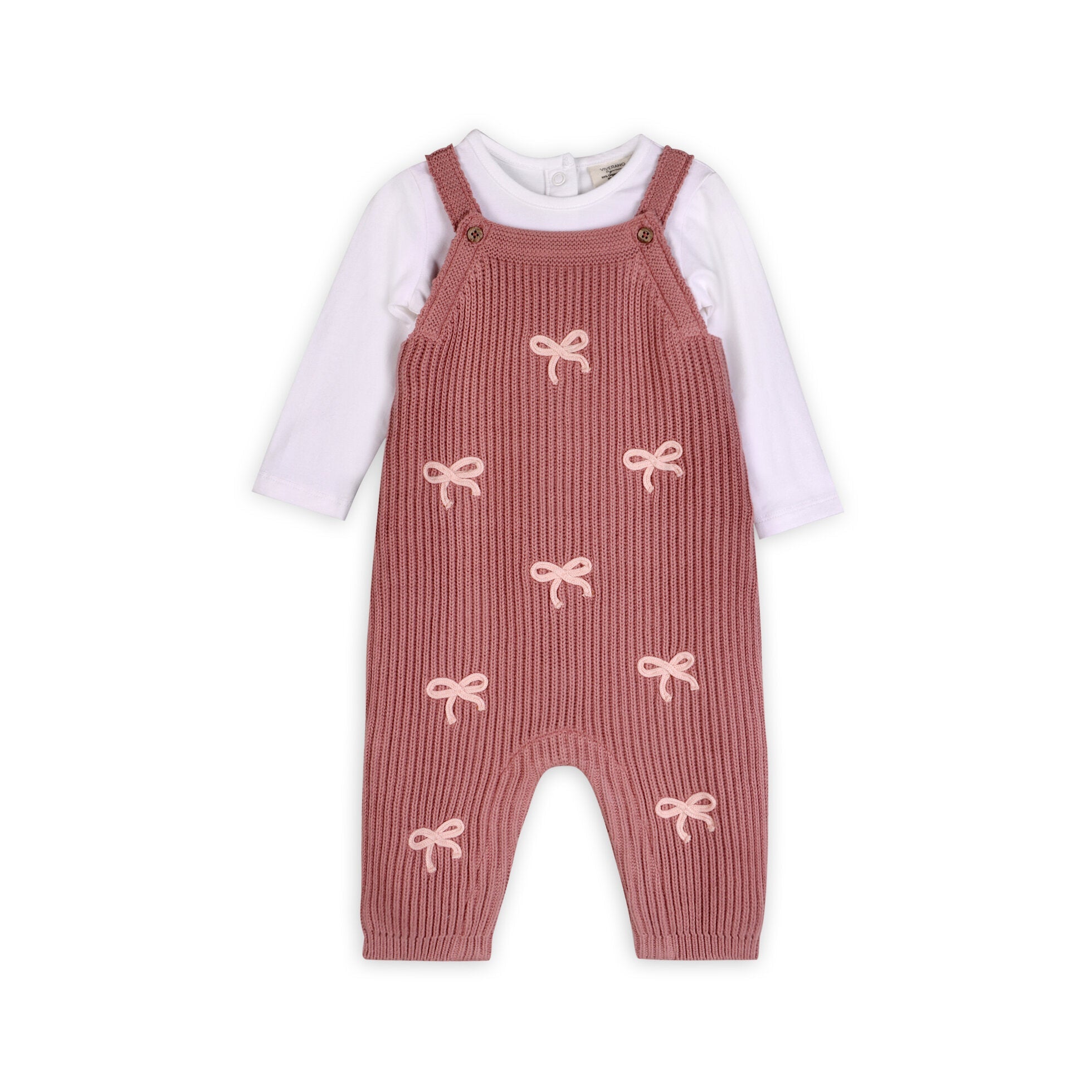 Sweet Bow Embroidered Sweater Knit Baby Jumpsuit (Organic Cotton)